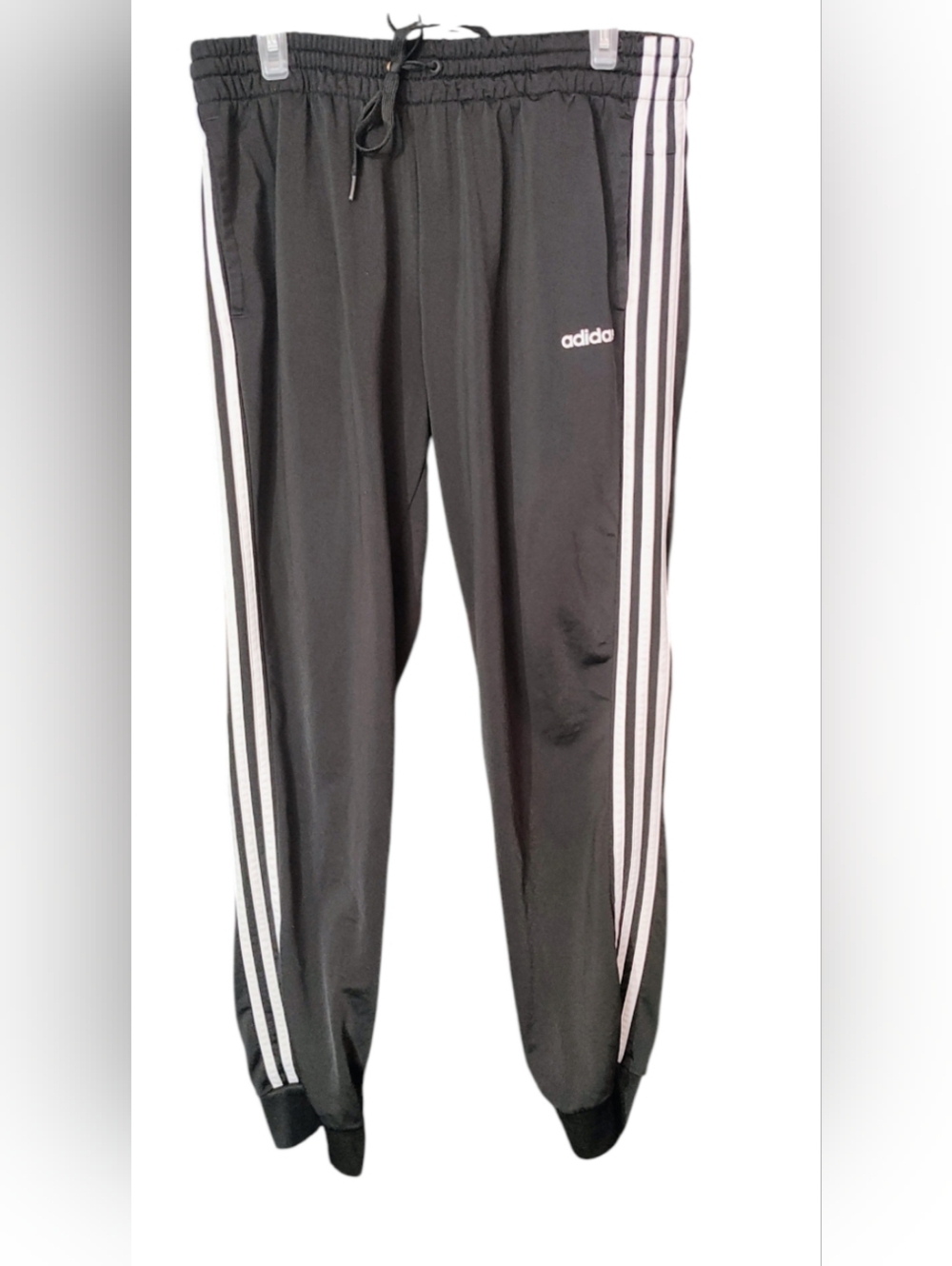 adidas Black Track Pants with White Stripes